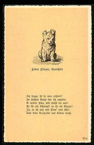 Künstler-AK sign. O. Richter: Fedor Flinzer, Unerhört, Hund Fips