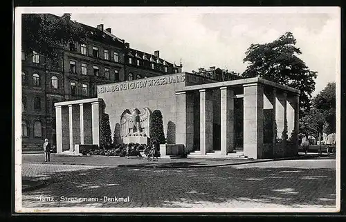 AK Mainz, Blick zum Stresemann-Denkmal
