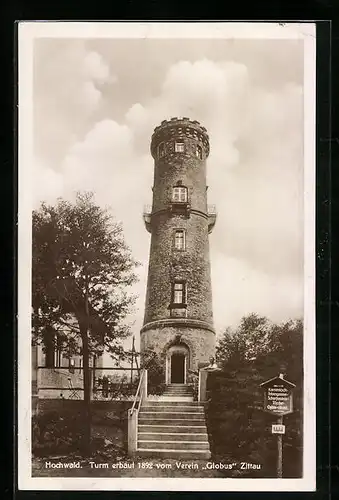 AK Oybin, Hochwald, Turm erbaut 1892 vom Verein Globus Zittau