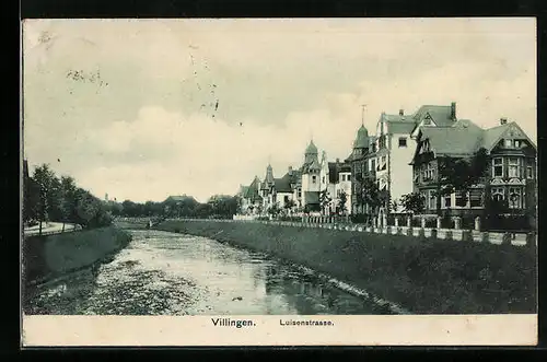 AK Villingen, Luisenstrasse mit Villen