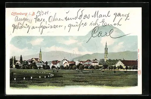 AK Offenburg i. B., Totalansicht der Ortschaft