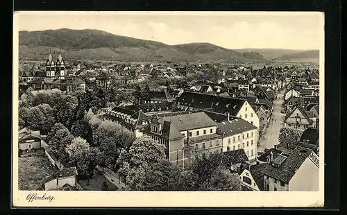 AK Offenburg, Ortsansicht aus der Vogelschau