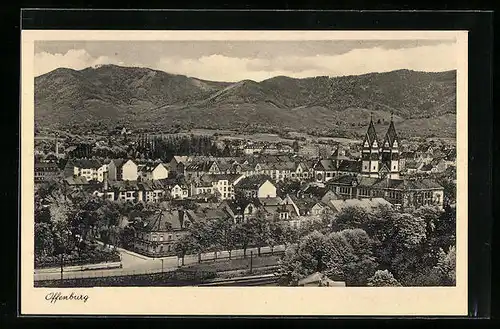 AK Offenburg, Ortsansicht aus der Vogelschau