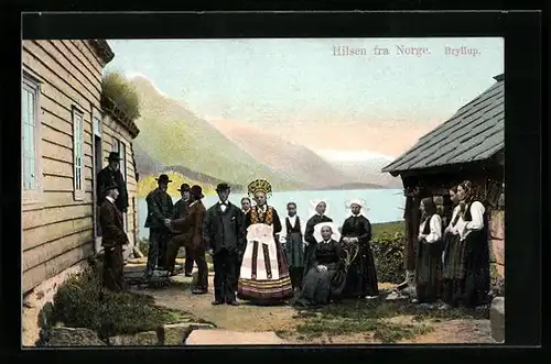 AK Bryllup, Strassenpartie mit Einwohnern, Tracht