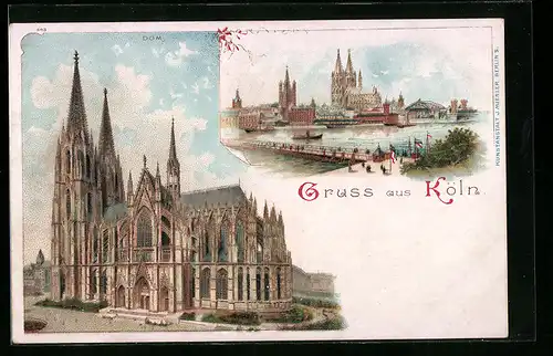 Lithographie Köln, Dom, Stadtansicht
