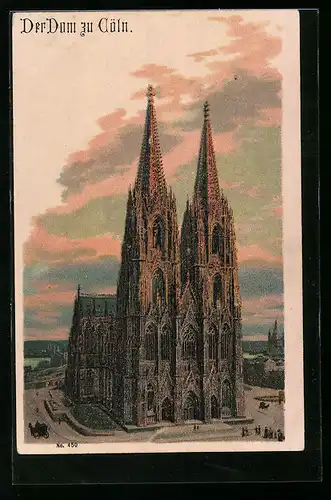 Lithographie Köln, Dom, Vorderansicht