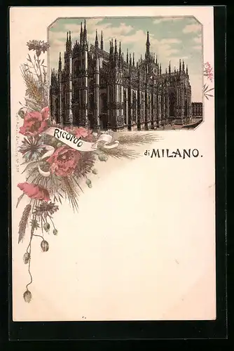 Lithographie Milano, il Duomo