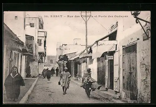 AK Rabat, Rue des Consuls et Porte des oudayas