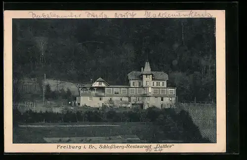 AK Freiburg i. Br., Schlossberg-Restaurant Dattler