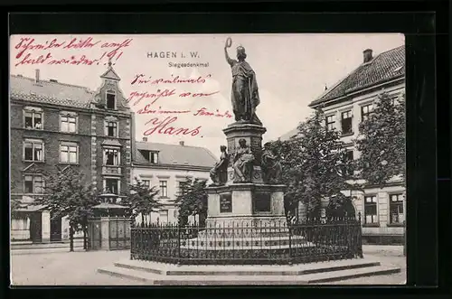 AK Hagen i. W., am Siegesdenkmal