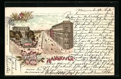 Lithographie Hannover, Blick in die Georgstrasse