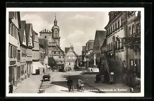 AK Neckarsulm, Marktstrasse mit Rathaus