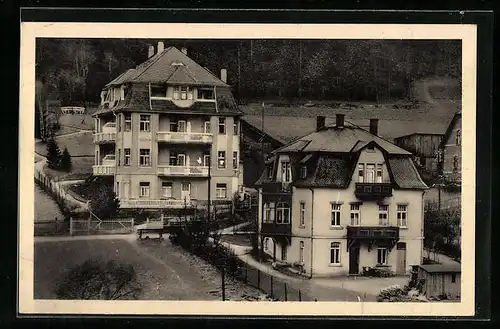 AK Bad Elster, Beamten-Erholungsheim Haus Waldeck mit Beihaus Gertrud