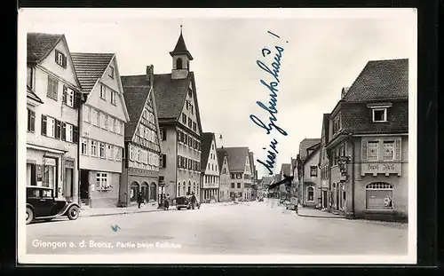 AK Giengen a. d. Brenz, Partie beim Rathaus