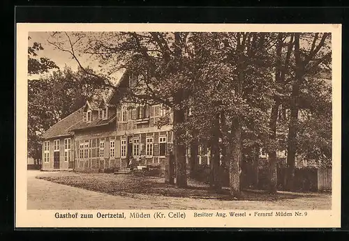 AK Müden /Kr. Celle, Gasthof zum Oertzetal, Bes. Aug. Wessel
