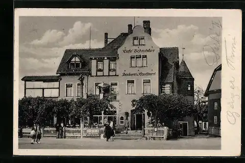 AK Dresden-Bühlau, Restaurant-Kaffee Schnöder, Siegfried-Rädel-Platz 4, Inh. Rudolf Schütze