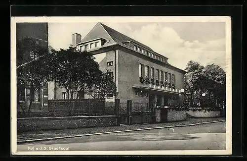 AK Hof a. d. S., Blick auf Stadtsaal