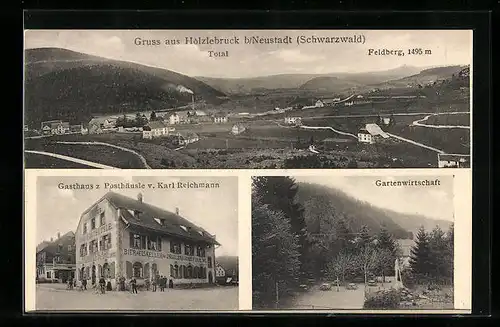 AK Hölzlebruck b. Neustadt /Schwarzw., Gasthaus z. Posthäusle v. Karl Reichmann, Gartenwirtschaft, Totalansicht