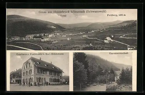 AK Hölzlebruck b. Neustadt /Schwarzw., Gasthaus z. Posthäusle v. Karl Reichmann, Gartenwirtschaft, Totalansicht