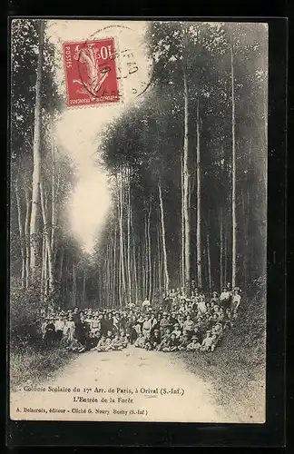 AK Orival, Colonie Scolaire du 17. Arr. de Paris, l`Entrée de la Foret