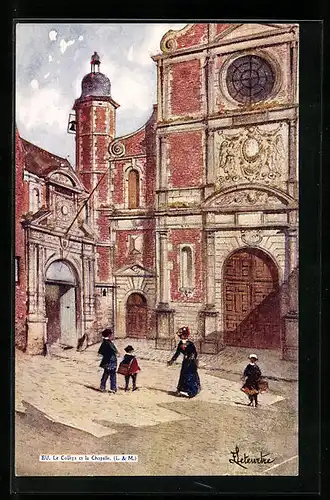 Künstler-AK Eu, le College et la Chapelle