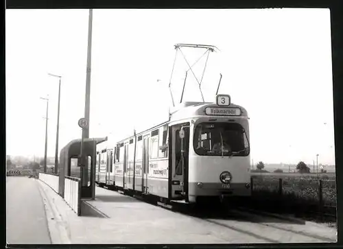 Fotografie P. Boehm, Ansicht Braunschweig, Strassenbahn Linie 3 Richtung Volkmarode