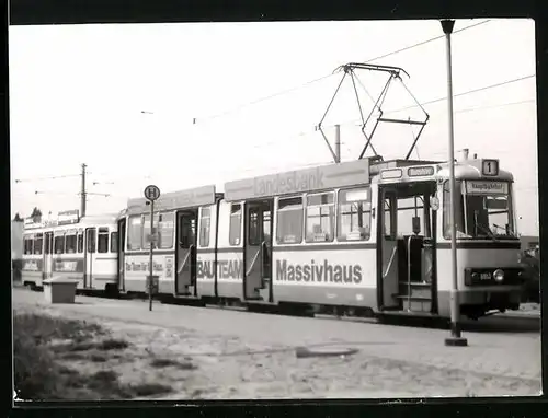 Fotografie P. Boehme, Ansicht Braunschweig, Strassenbahn der Linie 1 Richtung Hauptbahnhof