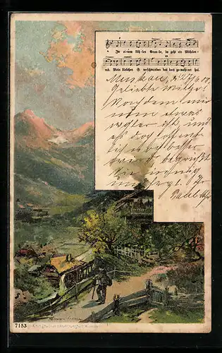 Künstler-AK Theodor Guggenberger: Wanderer In einem kühlen Grunde