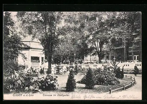 AK Essen /Ruhr, Terrasse im Stadtgarten, Gasthaus