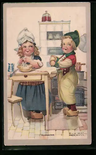 AK Kleines niederländisches Paar in der Backstube