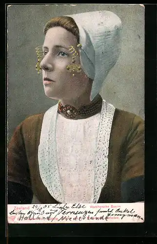 AK Zeeland, Walchersche Boerin, niederländische Tracht