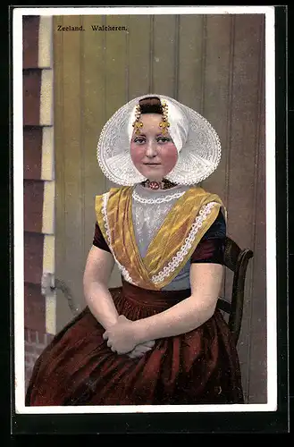 AK Zeeland, Walcheren, Junges Mädchen in niederländischer Tracht