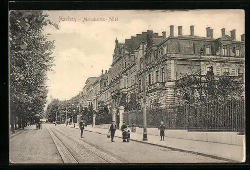 AK Aachen, Monheims-Allee mit Kindergruppe