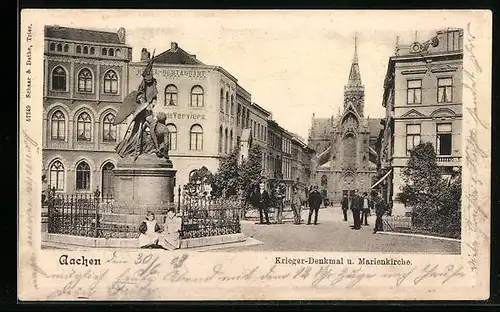 AK Aachen, Krieger-Denkmal und Marienkirche