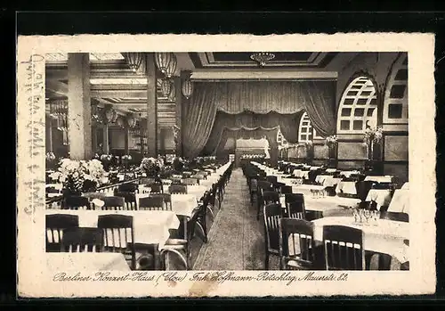 AK Berlin, Gasthaus Berliner Konzerthaus / Clou, Mauerstrasse 82, Innenansicht