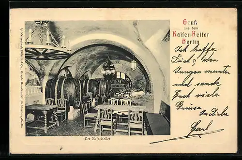 AK Berlin, Gaststätte Kaiser-Keller, Der Rose-Keller