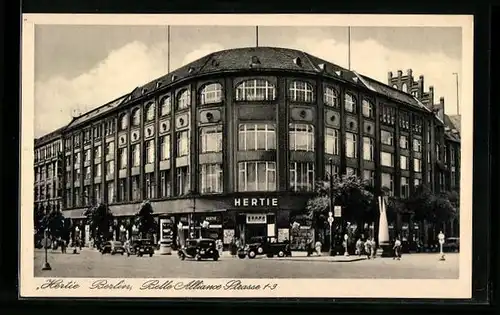 AK Berlin-Kreuzberg, Kaufhaus Hertie in der Belle-Alliance-Strasse 1-3