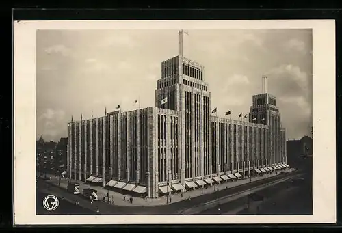 AK Berlin-Neukölln, Karstadt AG, Haus am Hermannplatz aus der Vogelschau