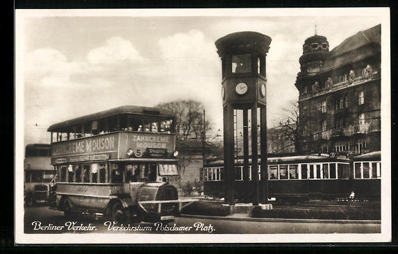 AK BerlinTiergarten, Verkehrsturm am Potsdamer Platz, Berliner Verkehr