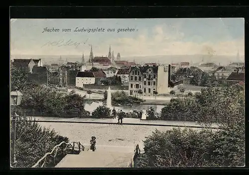 AK Aachen, Ortsansicht vom Ludwigsplatz aus