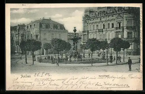 AK Aachen, Kaiserplatz mit Passanten