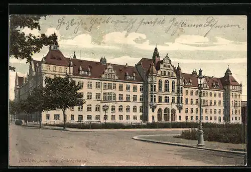 AK Bautzen, Das neue Justizgebäude mit Strasse