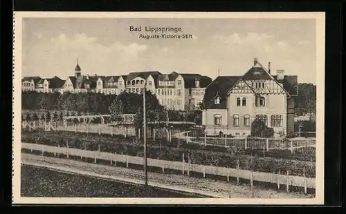 AK Bad Lippspringe, Auguste-Victoria-Stift vor Stadtpanorama