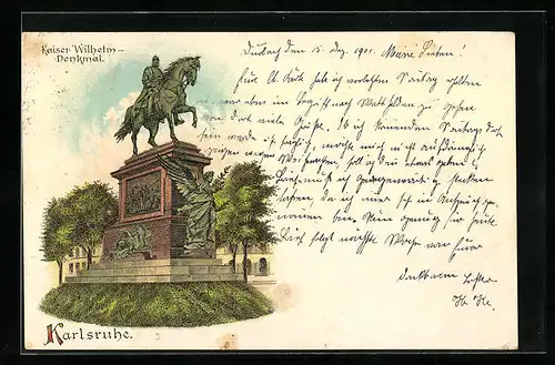 Lithographie Karlsruhe, Das Kaiser Wilhelm-Denkmal