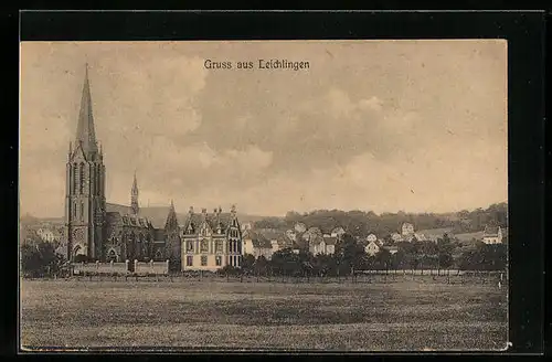 AK Leichlingen, Panorama mit Kirche