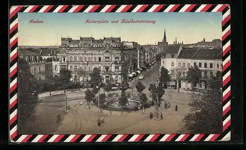 AK Aachen, Kaiserplatz und Adalbertsteinweg aus der Vogelschau