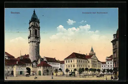 AK Bautzen, Kornmarkt und Reichenturm