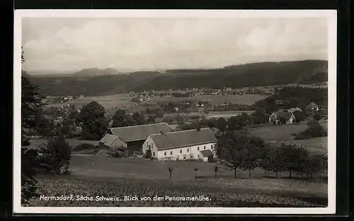 AK Hermsdorf /Sächs. Schweiz, Gesamtansicht des Ortes