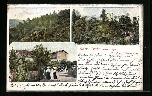 AK Thale / Harz, Hotel und Bülowshöhe, Mehrfachansicht, Rosstrappe