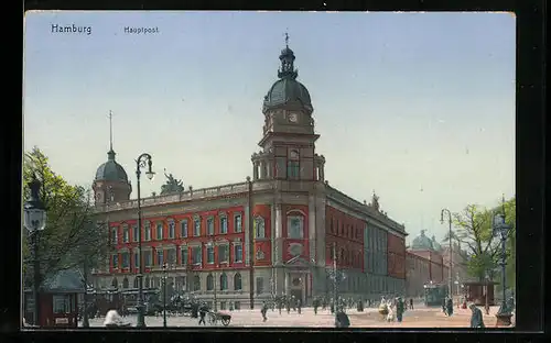 AK Hamburg-Neustadt, Hauptpost, Strassenbahn